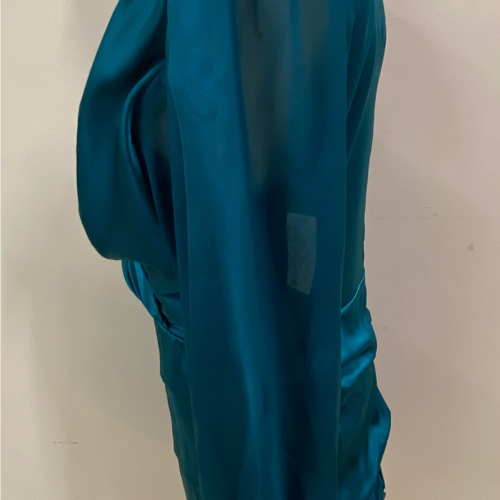 Elegant Teal Wrap Dress - Picture 6 of 7
